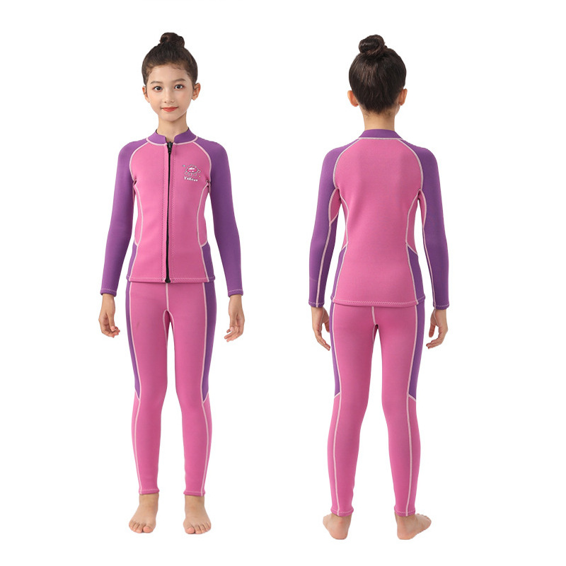 High Quality Children's Diving Suit, Boys' And Girls' Split Swimsuits, Warm Long Sleeved Sun Protection Surfing Suit_voghion.com