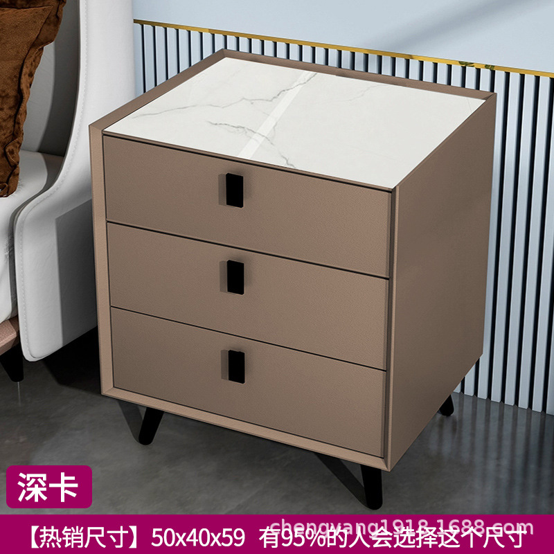Mesita de noche madera maciza Placa de roca simple moderno Internet celebridad dormitorio mesita de noche protección del medio ambiente todo partido gabinete de almacenamiento mesita de noche
