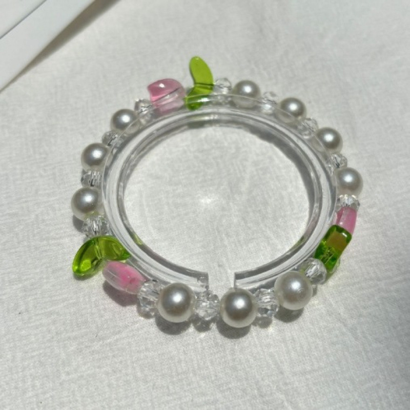 S025-[화이트] 튤립 팔찌#SZ211용