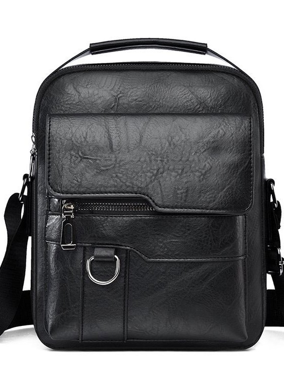 Bolso de hombro para hombres, bolso de moda vertical, bolso de ocio, bolso de cuero PU, bolso de mano, bolso de mano de gran capacidad para hombres, comercio exterior