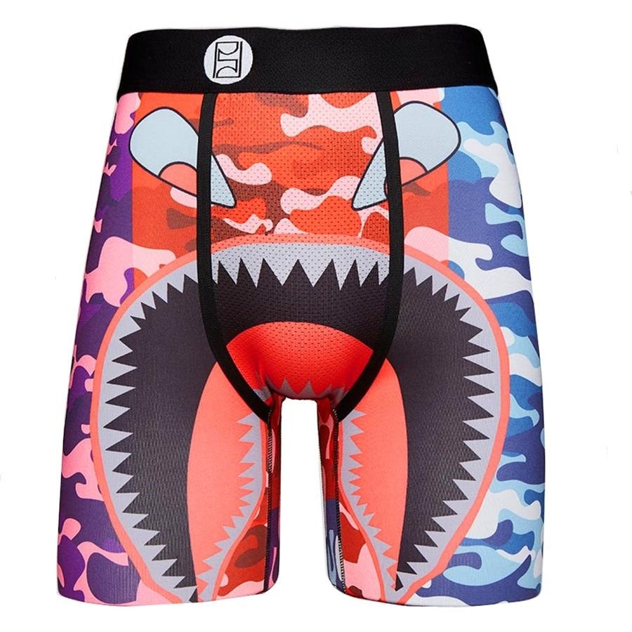 Marca de moda PSD seda de hielo pantalones cortos de poliéster pantalones de playa estampados anime deportes cómodos correr bóxer calzoncillos para hombres