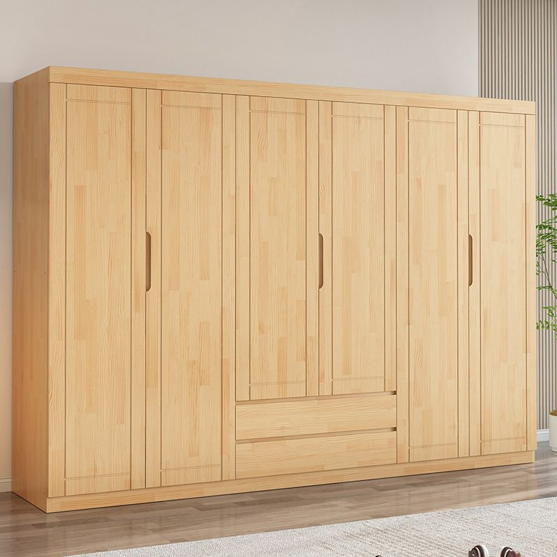 All Solid Wood Wardrobe Home Bedroom Modern Simple Small Apartment Customized Double Door Wardrobe Rental Room Kidsren's Clothing