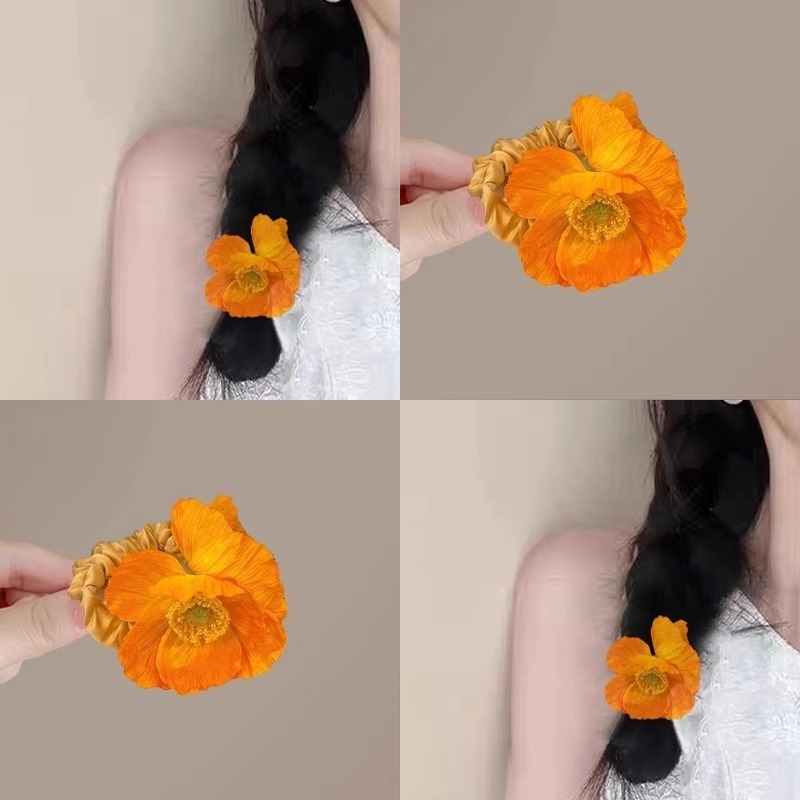 25g Weight Hair Tie, Rubber Band Hair Accessories Type 1 Piece Quantity Weekend, Tea Party Occasion Cloth Material Flower, Horse Pattern All Seasons, Summer Season Women's Gender Sweet, Simple Style Style Sweet Simple Style Women's Flower Horse Cloth Hair Tie Rubber Band 1