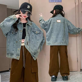 女童装秋秋款牛仔衬衫外套2024韩版女孩中大童洋气衬衣上衣服批发