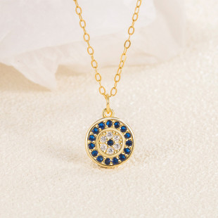S925 Turkish Demon Eye Necklace Women's European and American NECKLACE Simple Blue Eye Pendant Manufacturer Direct Sale