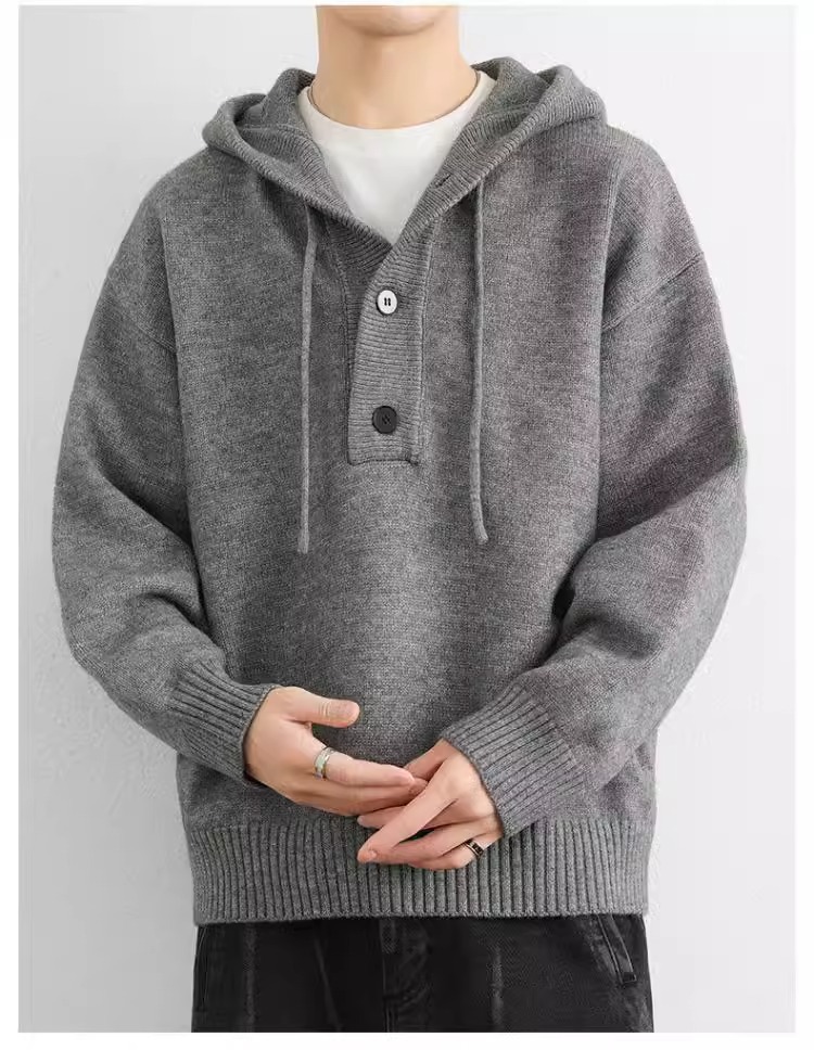 Men's Oversized Hooded Sweater Knit Pullover For Winter Style_voghion.com