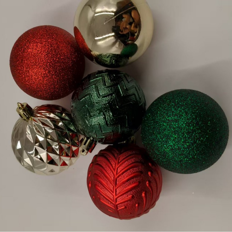 4CM 6CM 8CM 10CM Bolas de Navidad de plástico colgantes de árbol de Navidad decoraciones navideñas