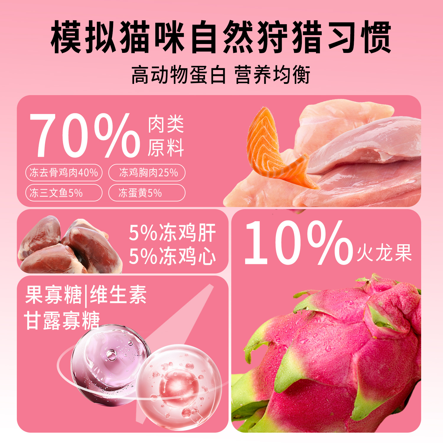 Alimentos congelados para mascotas envasados independientemente, donuts de fruta del dragón, huesos crudos congelados para gatos jóvenes, dientes molares para gatos adultos, bocadillos para gatos