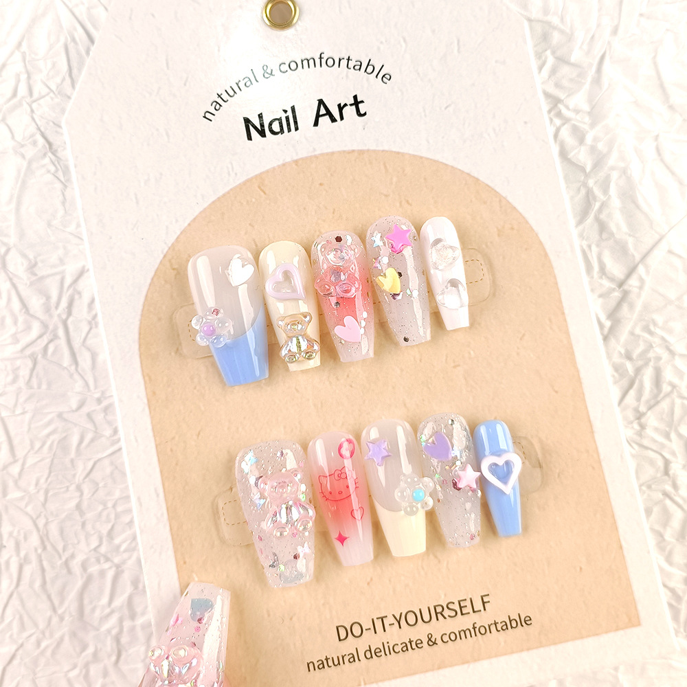 10 piezas de parche de uñas, parche de uñas de amor dulce Cool Kulomi, parche de uñas de uso manual