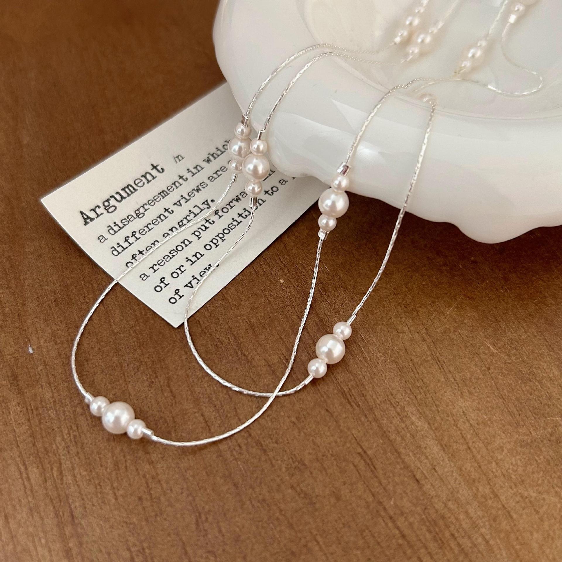 Holiday, Daily Occasion 925 Sterling Silver Material 925 Sterling Silver Pearl Plating Geometric Necklace