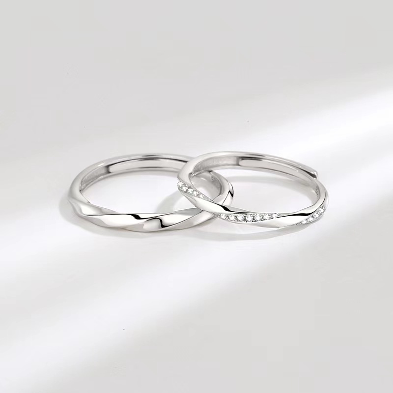 Plating Design Wave Pattern Copper Möbius Ring Couple Rings Fashion Personality Simple Open Rings For Men And Women One Pair Qixi Festival Gift One Piece Dropshipping