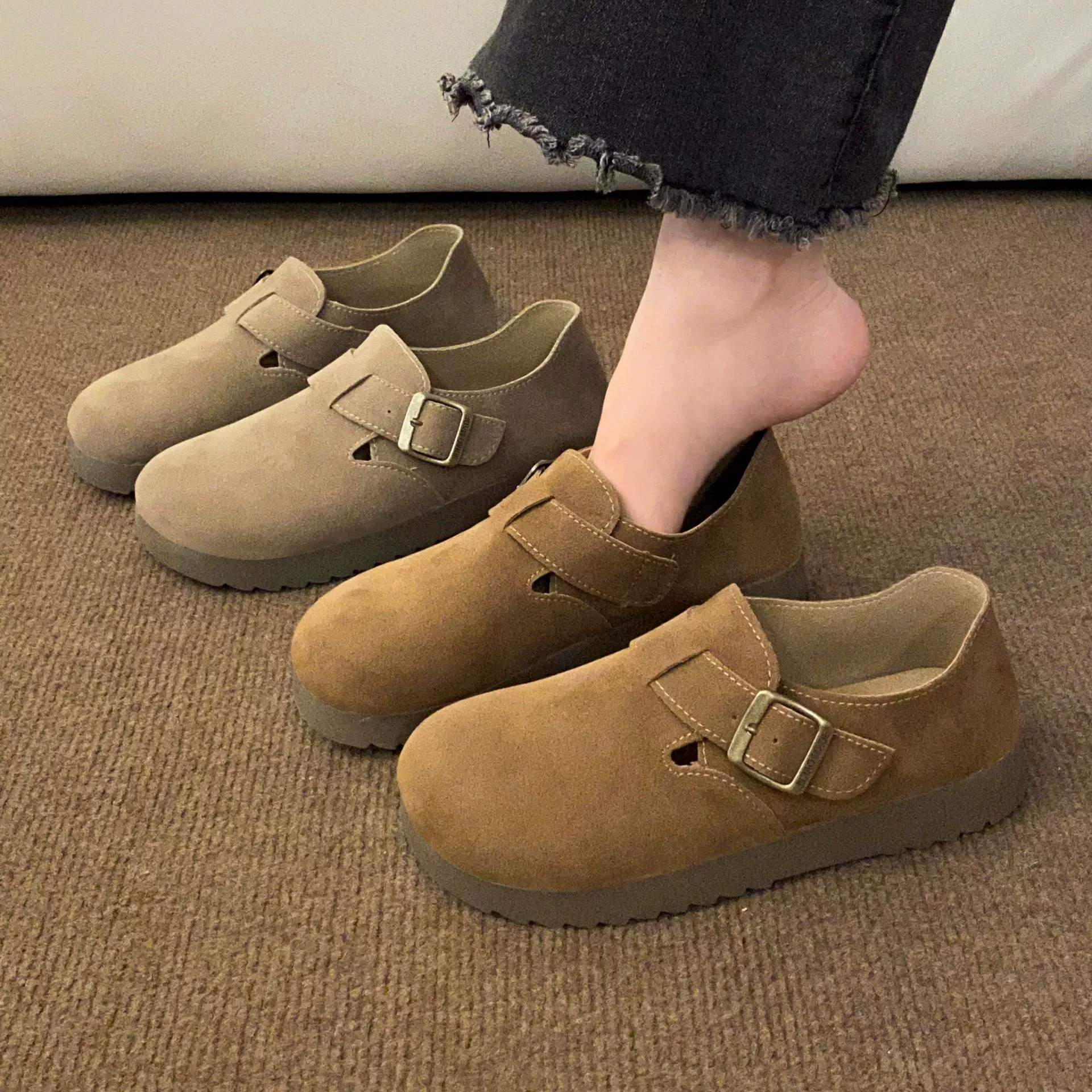 Туфли на толстой подошве все включено Birken обувь женский 2024 новый осенний один педаль обувь Millard ретро Baken Doubs обувь