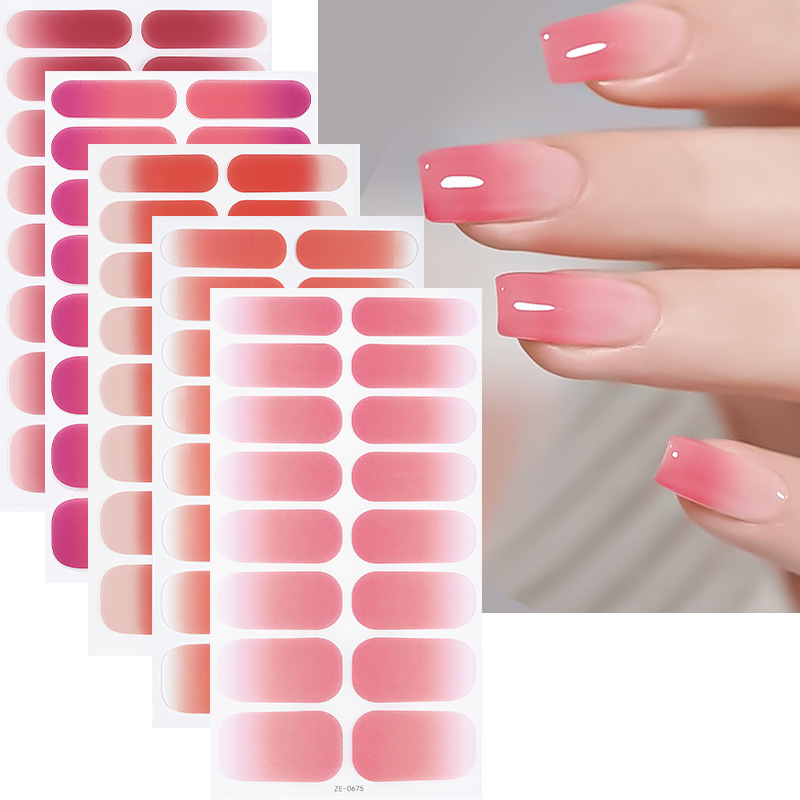 Zhengxiang new nail polish film nail stickers 16 finger gradient nail stickers cross-border simple European and American Amazon nail stickers