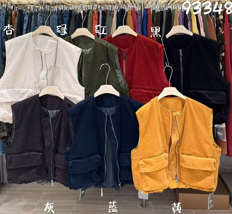 ZS2025秋新款女圆领日系马甲坎肩上衣开衫ins休闲款背心工装拉链|undefined