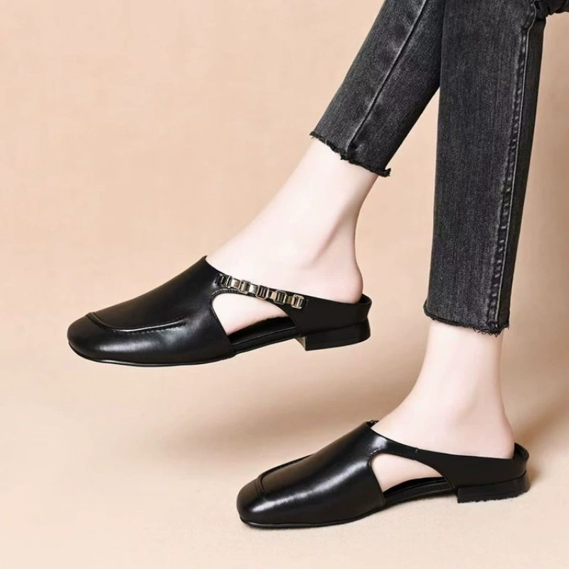 Универсальные женские полутапочки с квадратным носком, новые летние закрытые сандалии Birkenstock на плоской подошве без шнуровки, 2025 г.