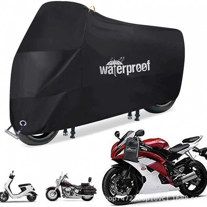 Motuoche Cross-border Taffeta Oxford Cloth Motorcycle Cover Thickened Dustproof Waterproof Sunscreen Electric Car Scooter Cover Full Cover (Car clothing) - bicycle-cover-20070110-black
