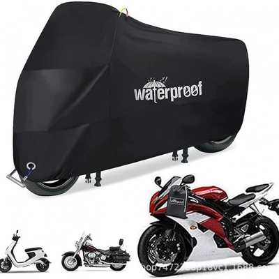 Cross-Border Polyester Taffeta Oxford Cloth Motorcycle Cover, Thickened Dustproof, Waterproof, Sunproof Electric Vehicle Scooter Cover, Full Cover (Car clothing) - bicycle-cover-20070110-black