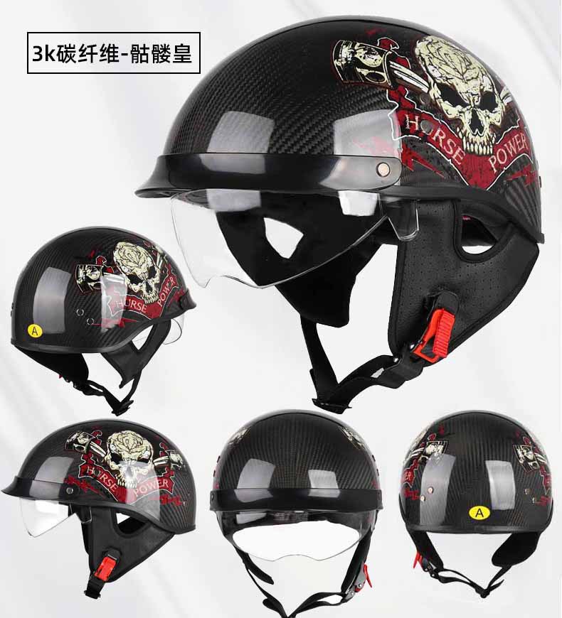 Carbon fiber half helmet motorcycle helmet retro 3C certified men's summer helmet for motorcycles, motorbikes, electric vehicles, women's all-season helmet
