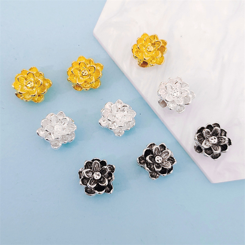 National style Xizang silver Lotus beads alloy Lotus beads vintage Lotus Bodhi Buddha beads flower Wenwan accessories diy National style Xizang silver Lotus beads alloy Lotus beads vintage Lotus Bodhi Buddha beads flower Wenwan accessories diy