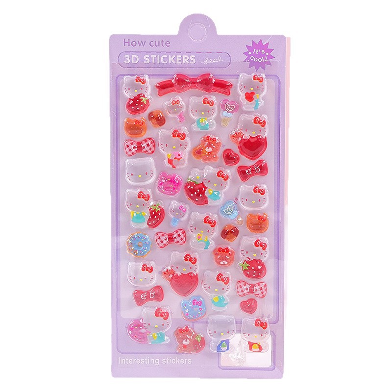 Pegatinas sólidas 3D estereoscópicas pegatinas de dibujos animados al por mayor estudiantes DIY decoración cristal pegatinas de relieve para niños