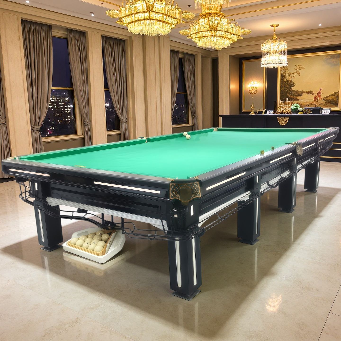 Russian billiards standard commercial Chinese-style black eight bluestone steel frame Russian billiards table club billiards table