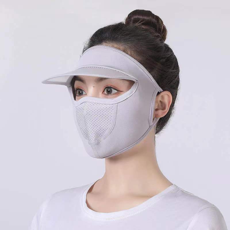 Summer sun protection hat, one-piece men's and women's ice silk thin breathable anti-UV cycling sunshade mask washable