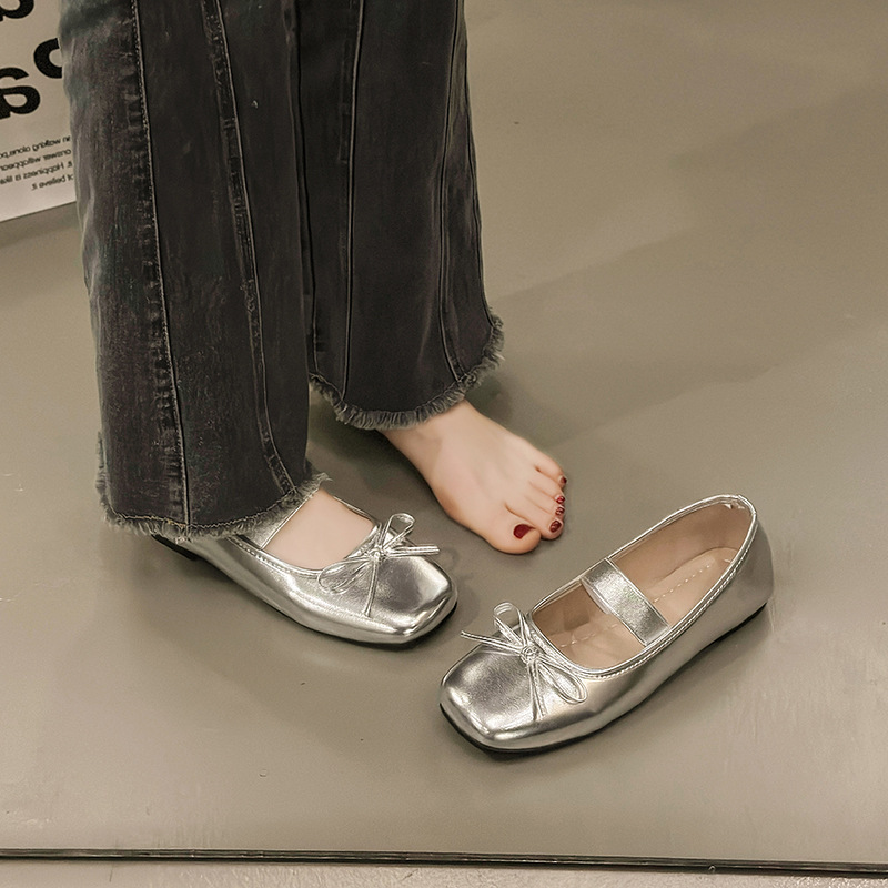 Low Heel Shallow Mouth Silver W's Wholesale Summer New Soft Sole Comfortable Ballet Retro Mage Mary Jane Shoes For_vogvips.com