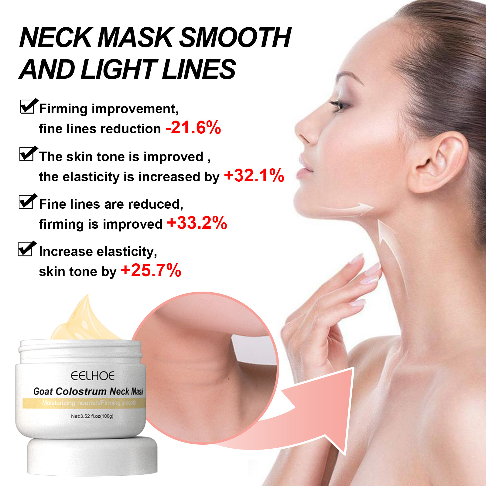 Eelhoe – masque blanchissant au lait de mouton, dessalement des ridules, Massage liftant et raffermissant, crème de soin du cou_voghion.com