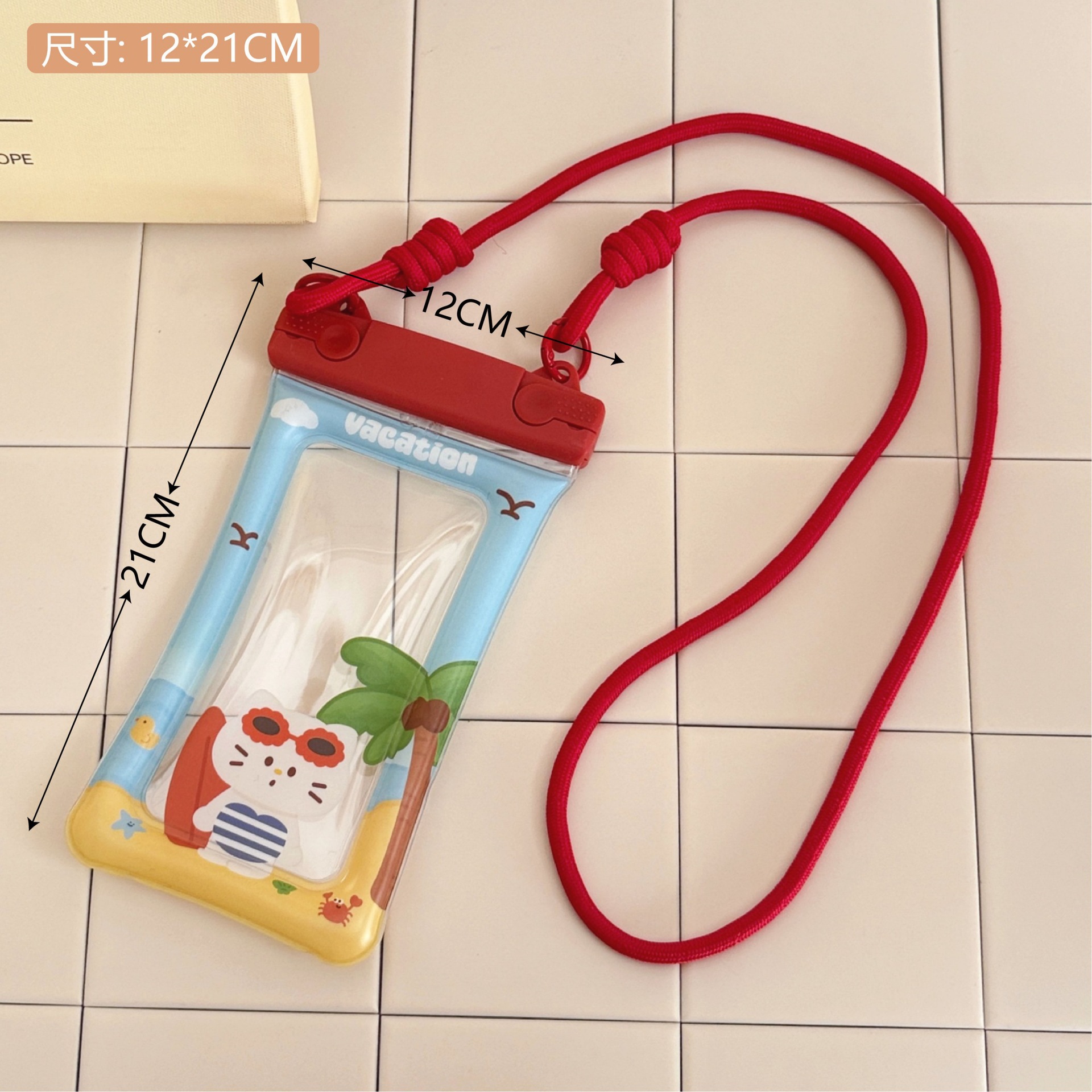 Teléfono móvil de plástico de verano lindo de dibujos animados bolsa impermeable bolsa de arena movediza bolsa a prueba de golpes bolsa colgante de teléfono móvil de natación image 15