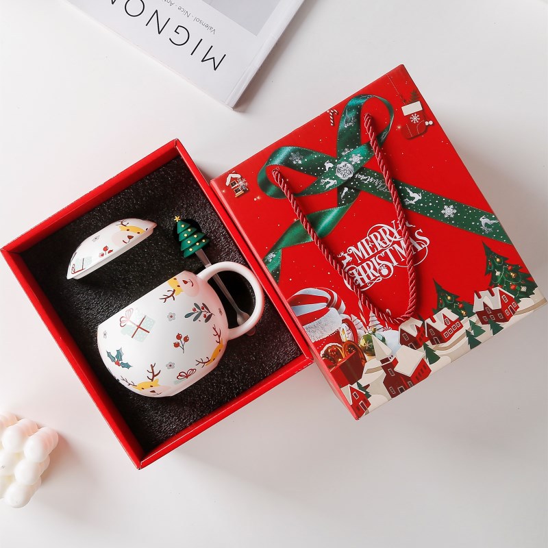 ceramics Material Christmas Festival Christmas Casual Snowflake Ceramics Water Bottles 1 Set