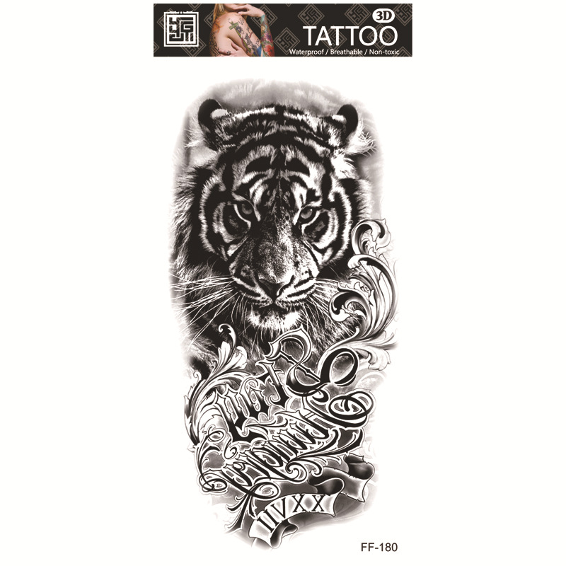 Yuanhua fábrica de pegatinas de tatuaje a prueba de agua en stock al por mayor cabeza de Lobo tótem texto árabe tatuaje pegatinas suministro transfronterizo