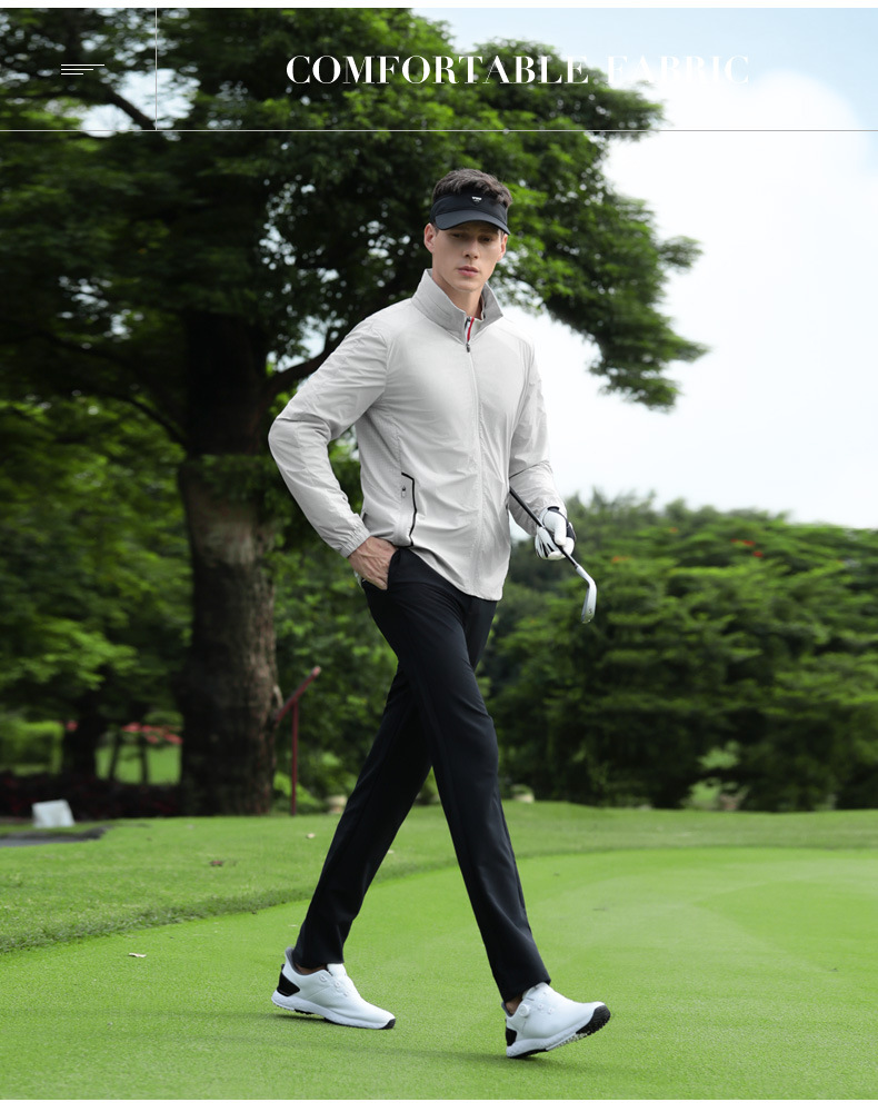 Áo chống nắng golf nam cổ đứng nhẹ chống mưa, tay dài khóa kéo — Áo khoác đen [mũ trùm đầu ẩn/chống nắng và mưa/vòng găng tay ở mặt sau] YF818 chi tiết 20