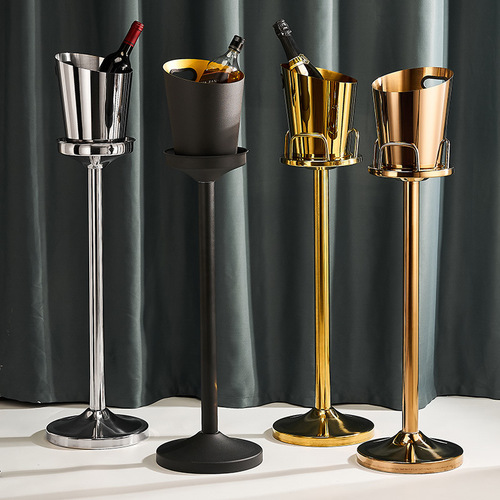 Stainless steel ice bucket rack double layer champagne bucket rack European style champagne bucket bar ice bucket rack printed logo manufacturer