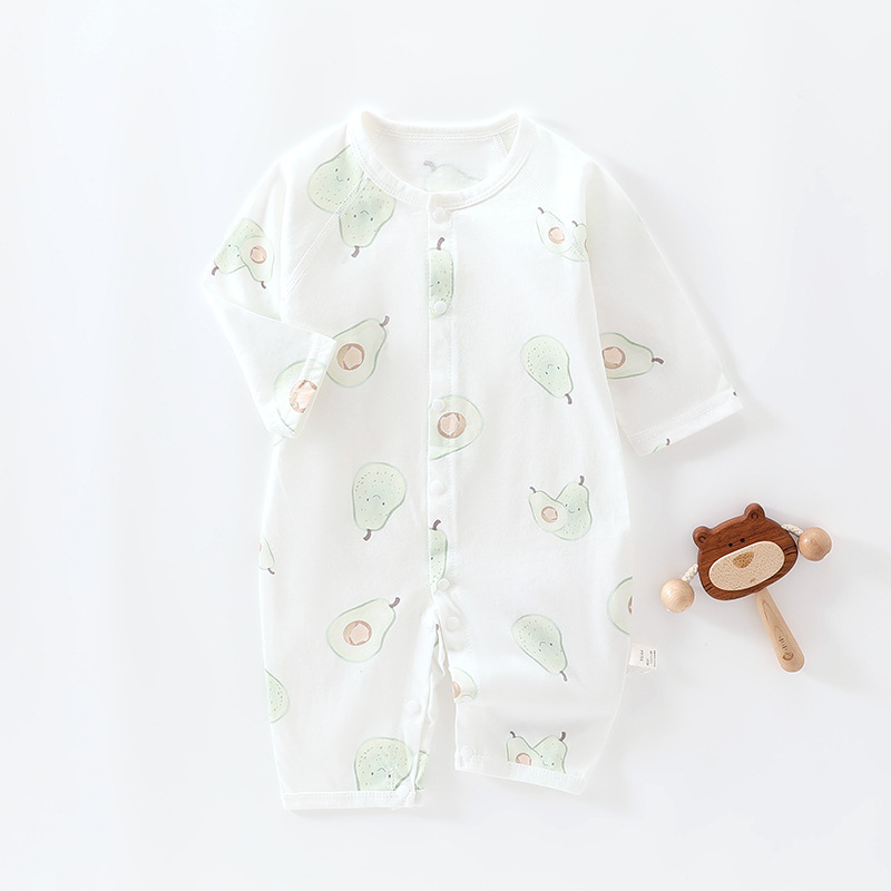 Baby's Summer Long Sleeve Thin Pure Cotton Neonatal Pajamas Air-conditioning Clothes Home Clothes Baby's Jumpsuit Clothes