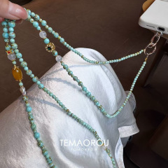 小众不撞款手机挂绳女式高端绝美超好看手机链挂脖斜挎串珠链条