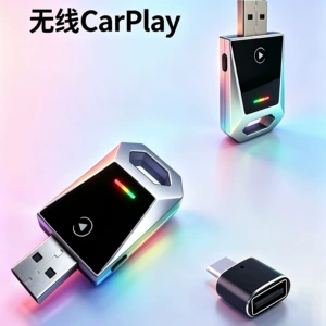 Simsiz CarPlay Box Android Auto 2-si 1-də Ağıllı Düymə RGB İşıq Adapteri