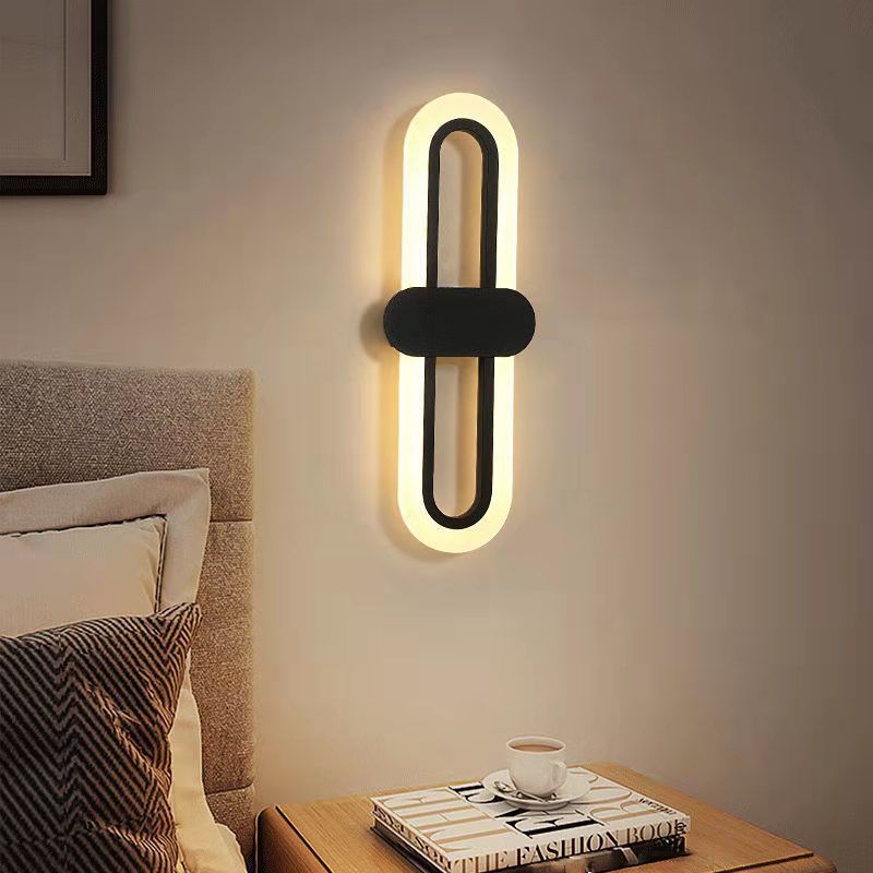Oval LED acrílico dormitorio cabecera lámpara de pared moderna y minimalista sala de estar escaleras lujosas pared de televisión lámpara de pasillo