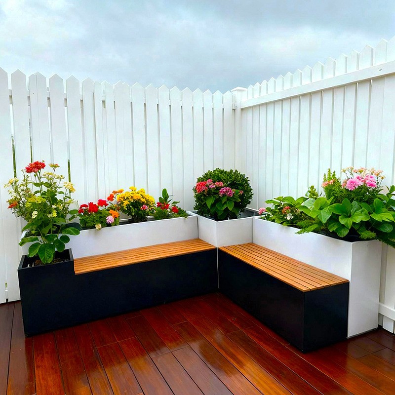 屋外ステンレス鋼フラワーボックスバルコニー植栽ボックス広場商業街長方形花壇鉄製完成品フラワーチャンネル