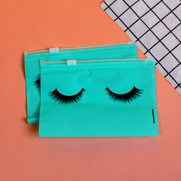 fuchsia black storage bag for eyelashes with zipper