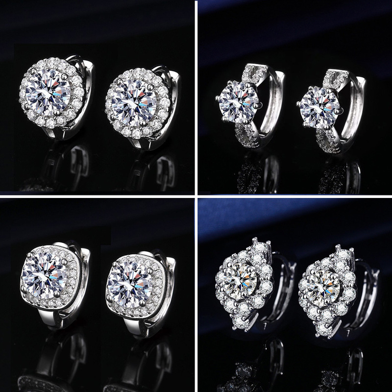 Cross-Border Live Broadcast Hot-Selling Simulated Moissanite Earrings for Women One Carat Fashionable Zircon Earrings Earrings Earrings Cross-Border Live Broadcast Hot-Selling Simulated Moissanite Earrings for Women One Carat Fashionable Zircon Earrings Earrings Earrings