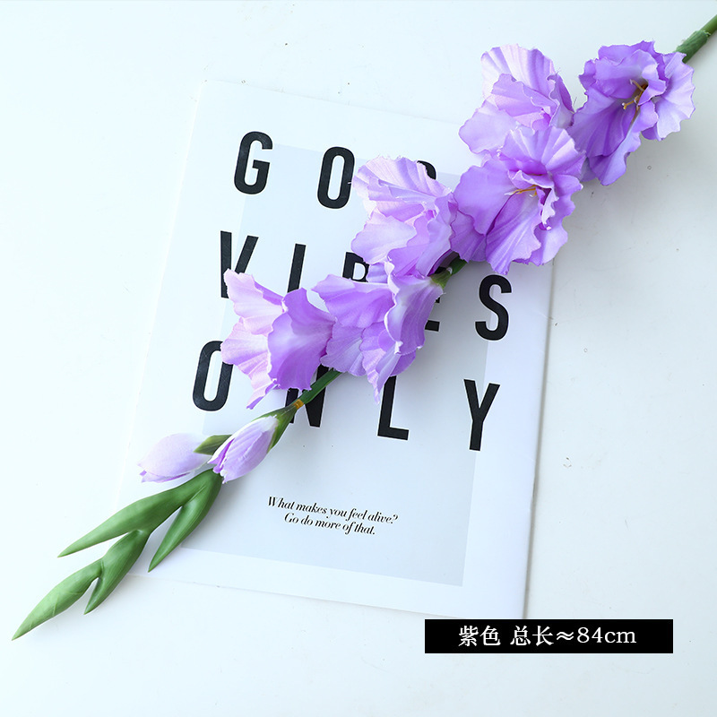 高档长枝宝石剑兰仿真花假花绢花摆设客厅餐桌花艺摆件落地装饰品|undefined