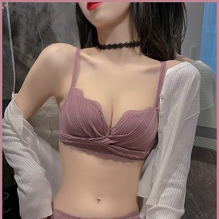 Girls with Small Breasts Show Big Breasts Padded Underwear Thickened Push-Up Flat Chest Summer Cross-Back Beauty Foreign Trade Cross-Border Bra