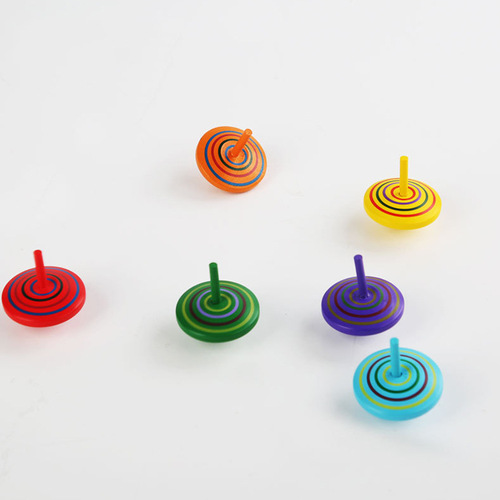 Wooden top toy color box manual rotating top desktop decompression children's wooden top toy street stall wholesale