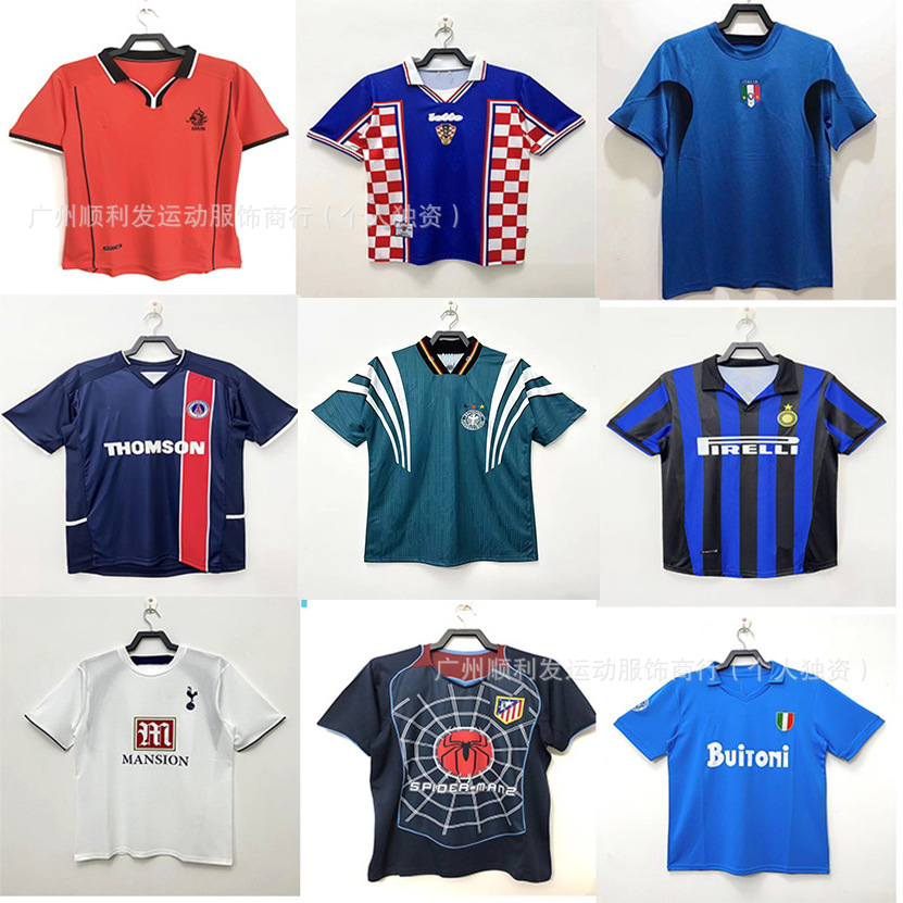 thumbnail for Football clothing vintage series Paris Tottenham Croatia Holland Atletico Florence Brazil jersey wholesale