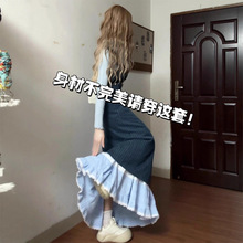 气质背带连衣裙子女秋冬2025年新款小个子高级感开春穿搭套装长裙