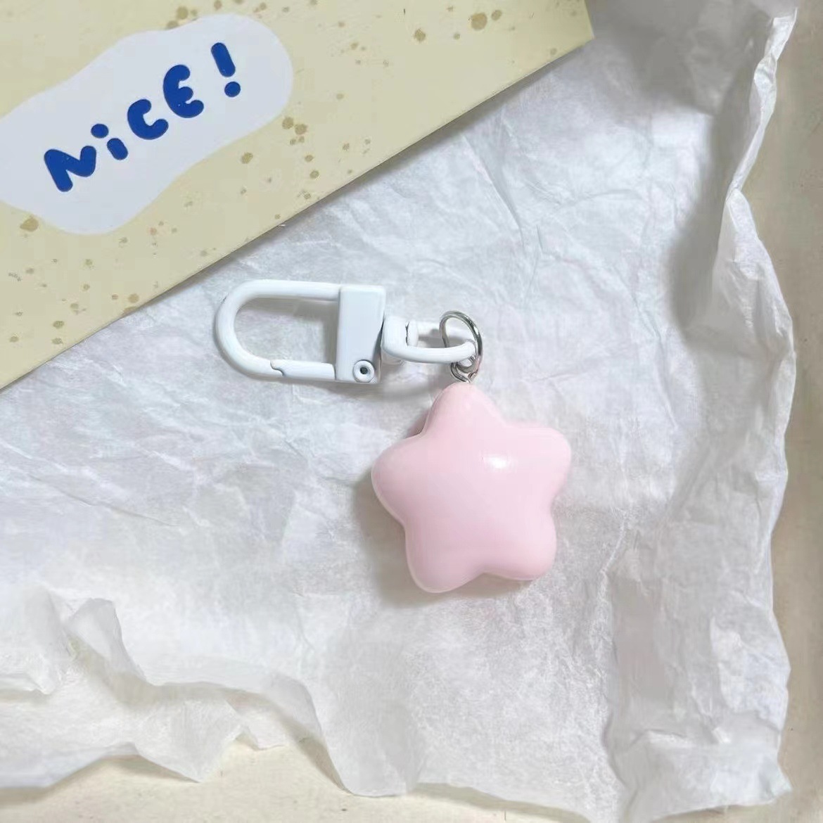 Adorable gordo amarillo leche ligero colgente estrella de niña llavero suave lindo DIY estrella de pentaco regalo de pareja