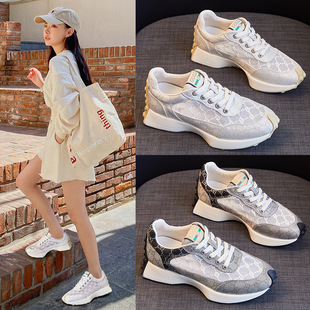 Mesh Shoes Dad Shoes Women's Ins Trbottom 2022 Spring New Versatile Popular Thick-Soled Casual Sports Shoes Women's Shoes