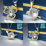 多款 S925银珍珠圆珠子吊坠空托 三叶草小螃蟹黄白金 DIY镶嵌配托