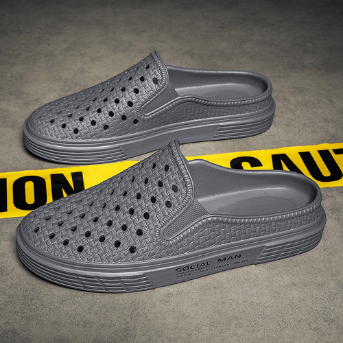 New men's shoes, slippers, holes, casual and fashionable outdoor sports sandals, slippers, lazy half slippers