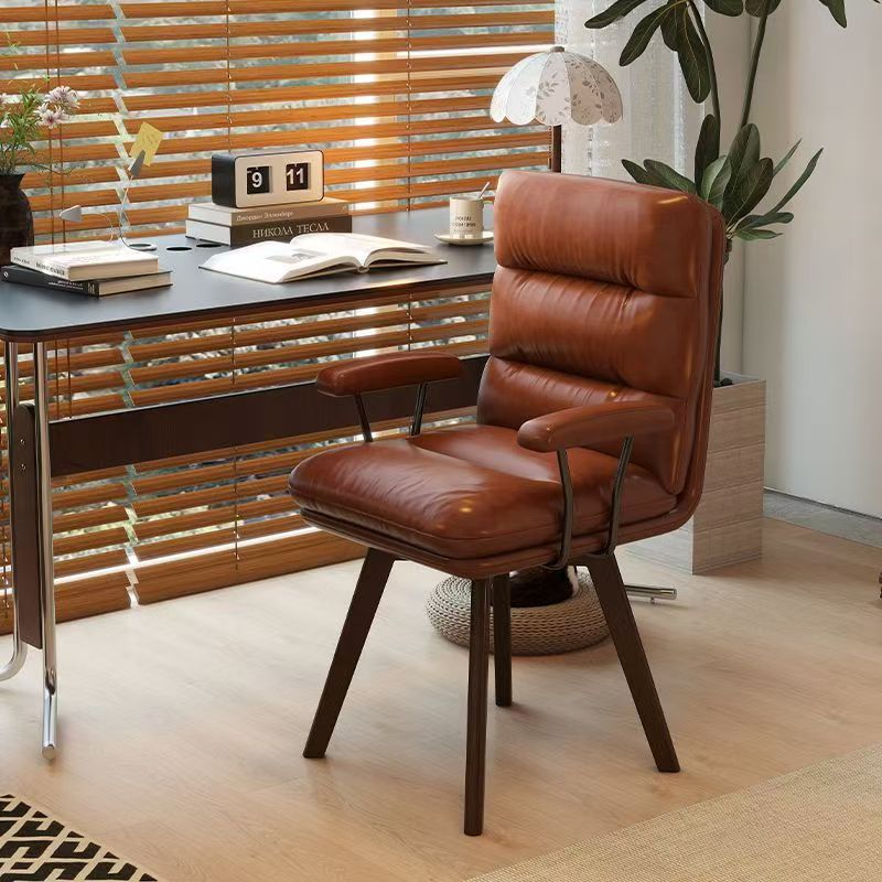 Home Computer Chair, Light Luxury Retro Style, Rotatable Solid Wood Chair, Study Desk Chair, Comfortable for Long Sitting, Bedroom Backrest Chair